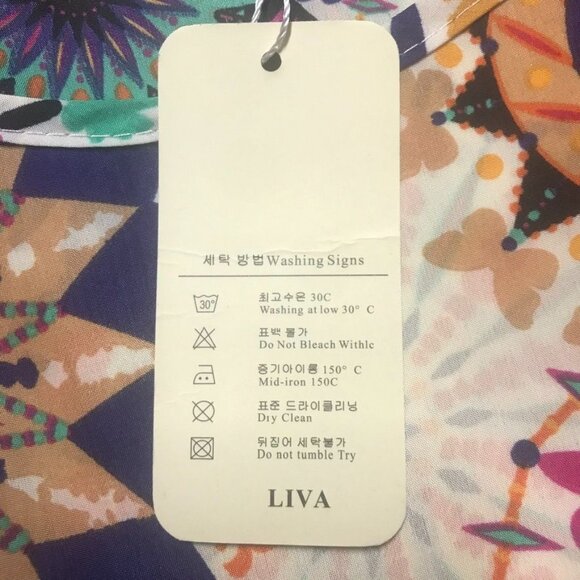 LIVA GIRL Abstract Multicolor Print Cuffed Sleeve Top - Size Large - Picture 6 of 9